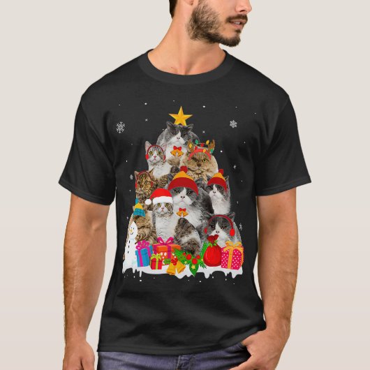 セルおもしろいカークレックスクリスマスツリーペット猫好きGIF Tシャツ (正面)