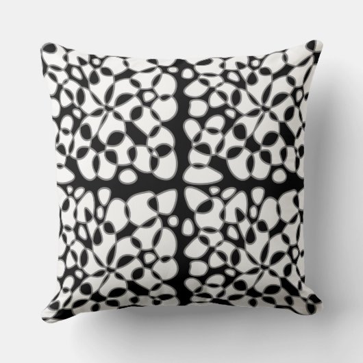 セルアブストラクション白黒グレー クッション (裏面)