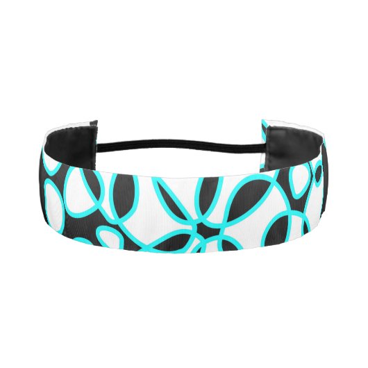 セルアブストラクション白黒ターコイズ アスレチックヘッドバンド (正面)