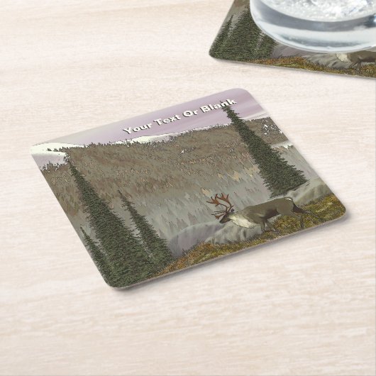 セルカークカリブー スクエアペーパーコースター (アングル)