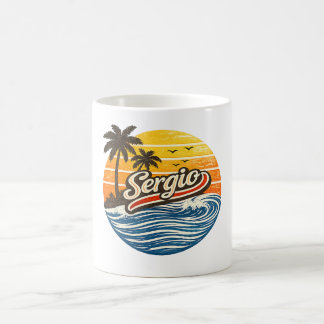 セルジオ レトロ サンセット 名前 デザイン コーヒーマグカップ
