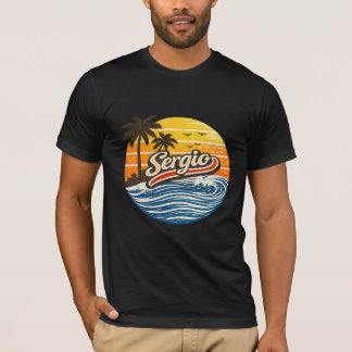 セルジオ レトロ サンセット 名前 デザイン Tシャツ