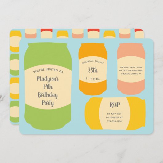 セルツァーソーダ缶サマーバースデーパーティー 招待状 (正面/裏面)