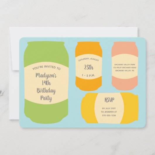 セルツァーソーダ缶サマーバースデーパーティー 招待状 (正面)