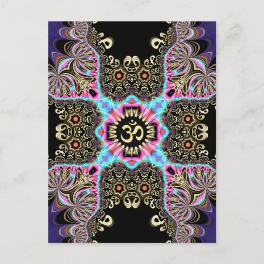 セルティックアラベスクフュージョン金ゴールドOMアートハガキ ポストカード (正面)