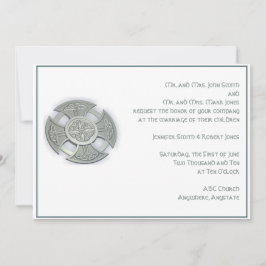 セルティッククロスシルバーホワイト結婚式招待状 招待状