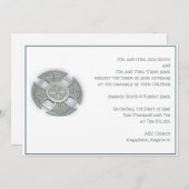 セルティッククロスシルバーホワイト結婚式招待状 招待状 (正面/裏面)