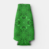 セルティッククローバーヴィンテージグリーンフラクタル万華鏡のように千変万化するパターン ボトルクーラー (正面)