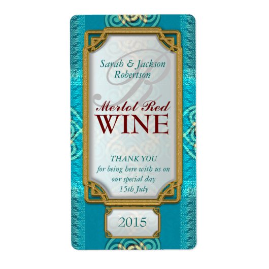 セルティックスワールブルーティール(緑がかった色)カスタムワインボトルラベル ラベル (正面)