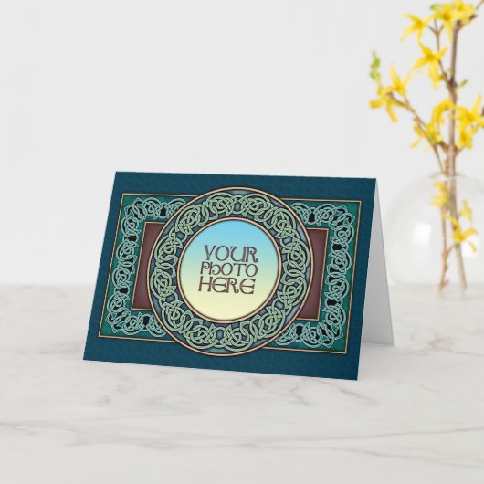 セルティック円縁どフォトフレームグリーティングカード カード (黄色い花)