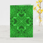 セルトクローバーヴィンテージグリーンフラクタル万華鏡のように千変万化するパターン カード (黄色い花)