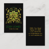 セルトバタフライオーナメント-緑と金ゴールド 名刺 (正面/裏面)