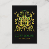 セルトバタフライオーナメント-緑と金ゴールド 名刺 (正面)