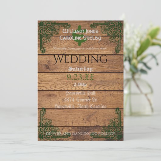 セルト素朴ティックカダグ結婚式招待状 招待状 (スタンド正面)