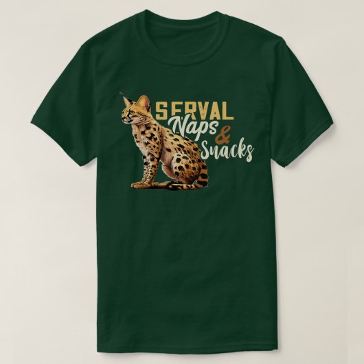 セルバル昼寝とスナックワイルドキャットセルバルキャットアフリカ Tシャツ (デザイン正面)