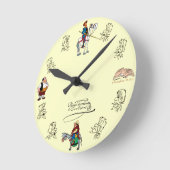 セルバンデス著ドン・キホーテ友人そしてスケッチ、 ラウンド壁時計 (傾斜)