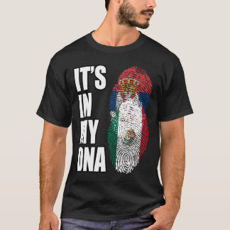 セルビアとメキシコのヴィンテージ伝統DNA国旗 Tシャツ