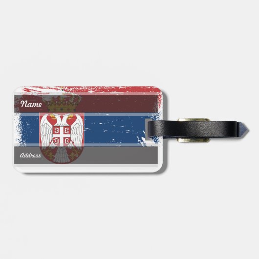 セルビアのグランジな旗 ラゲッジタグ (裏面横)
