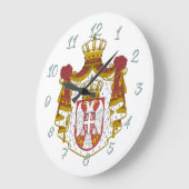 セルビアのコートの腕 ラージ壁時計 (傾斜)