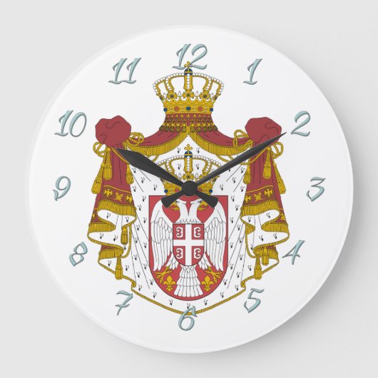 セルビアのコートの腕 ラージ壁時計 (正面)