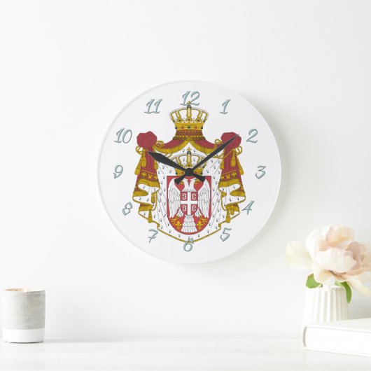 セルビアのコートの腕 ラージ壁時計 (ホーム)