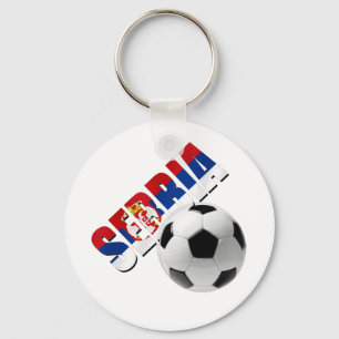 セルビアのサッカーボールのセルビアの旗はロゴを言い表わしました キーホルダー