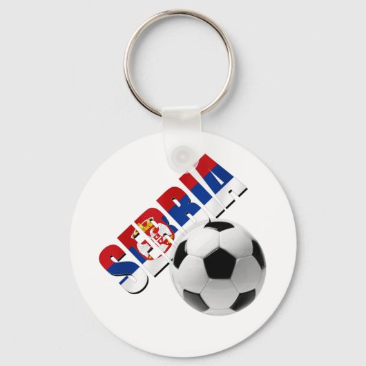 セルビアのサッカーボールセルビア国旗の文体ロゴ キーホルダー (正面)