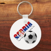 セルビアのサッカーボールセルビア国旗の文体ロゴ キーホルダー (正面)