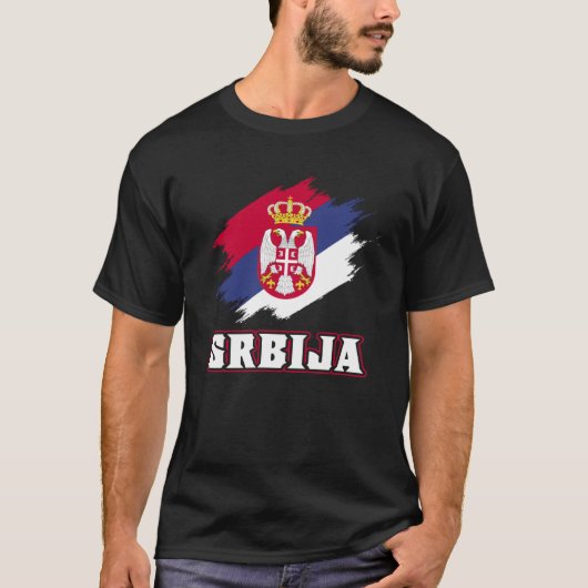 セルビアのルーツSrbija Serbsセルビア国旗 Tシャツ (正面)