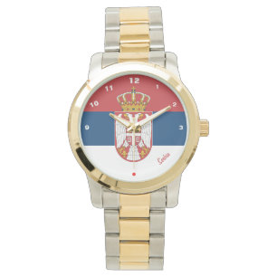 セルビアの国旗とセルビアのファッションハート/sports 腕時計