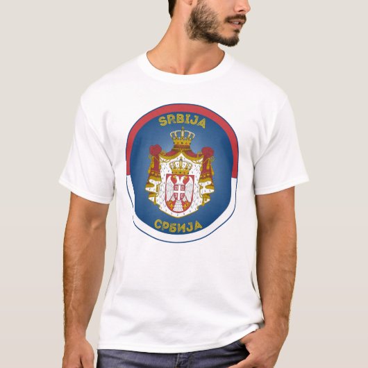 セルビアの国章 サークル型 Tシャツ (正面)