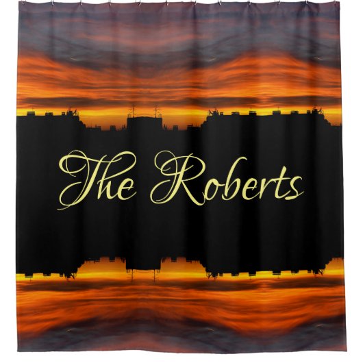 セルビアの夕日の屋上をパーソナライズ シャワーカーテン (正面)