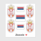 セルビアの小さなコート・オブ・アームズとフラッグ・ステッカー シール (シート)