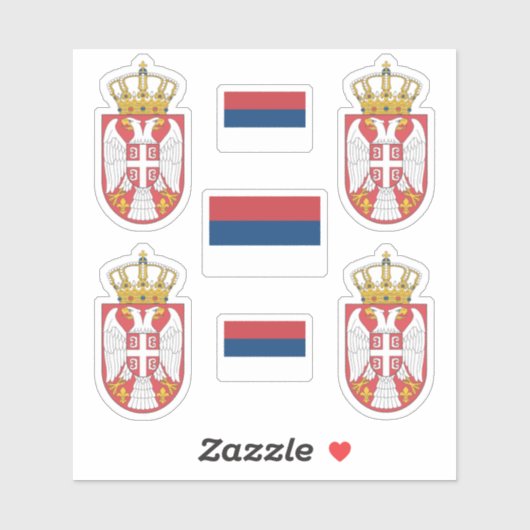 セルビアの小さなコート・オブ・アームズとフラッグ・ステッカー シール (シート)