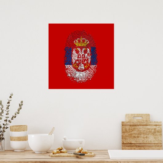 セルビアの指紋DNAセルビアプライドギフト ポスター (キッチン)