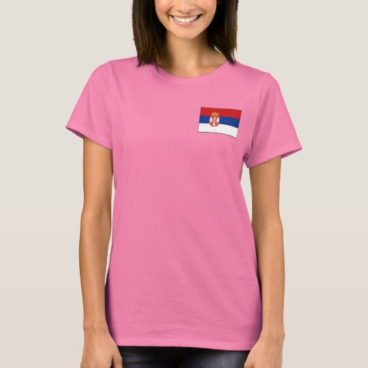 セルビアの旗と地図のTシャツ Tシャツ (正面)