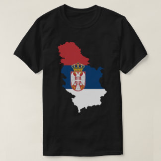 セルビアの旗のあるセルビア地図 Tシャツ