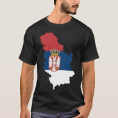 セルビアの旗のあるセルビア地図 Tシャツ (正面)