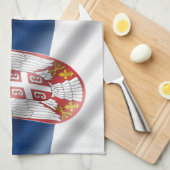 セルビアの旗 キッチンタオル (四つ折り)