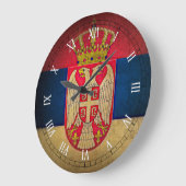セルビアの旗 ラージ壁時計 (傾斜)