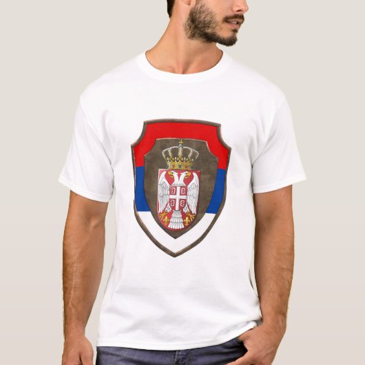 セルビアの紋章 新しい セルビア中世の盾 Tシャツ (正面)