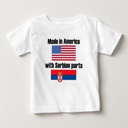 セルビアの部品が付いているアメリカで作られる ベビーTシャツ (正面)
