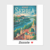 セルビアの風景イラスト旅行アートヴィンテージ シール (シート)