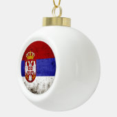 セルビアの黒くグランジな旗 セラミックボールオーナメント (右)