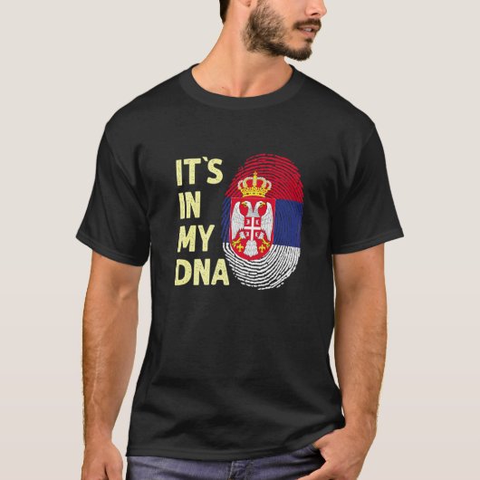セルビアのDnaセルビア国旗チームSerbまたはセルビア Tシャツ (正面)