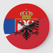 セルビアアルバニアの旗の国の半分の記号 ラージ壁時計 (正面)