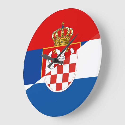 セルビアクロアチアの旗の国の半分の記号 ラージ壁時計 (傾斜)