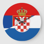 セルビアクロアチアの旗の国の半分の記号 ラージ壁時計 (正面)