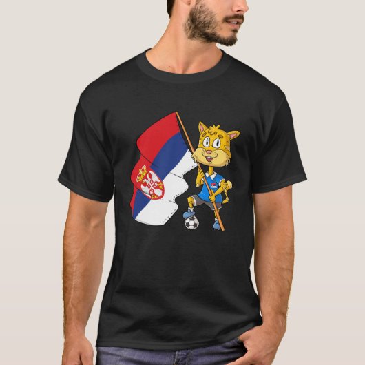 セルビアファンの猫 Tシャツ (正面)