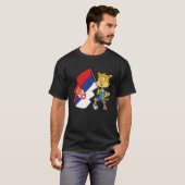 セルビアファンの猫 Tシャツ (正面フル)
